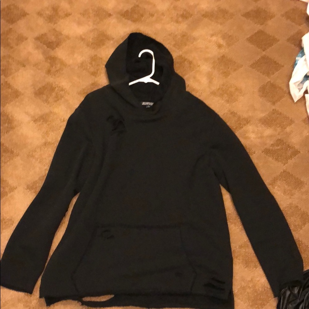 Black distressed oversized Elwood hoodie